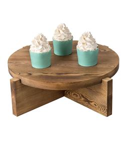 <b>12</b>-<b>Inch</b> Wood <b>Cake</b> <b>Stand</b>, Round Rustic Burnt Wood Dessert Pedestal Serving Tray with Removable Base - Product Image 1