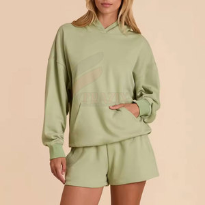 Conjunto de Sudadera con Capucha y Pantalones Cortos para Mujer, Conjunto Casual de Dos Piezas - Product Image 4