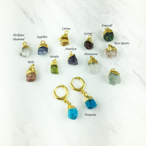 Herkimer ต่างหูคริสตัลสีทองเงินแท้925,ต่างหูแบบห่วงสำหรับผู้หญิง - Product Image 4