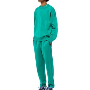 Sweat-shirt à col rond surdimensionné pour homme, couleur unie, coton, molleton français, pull décontracté, vêtements d'automne, vert 2026 - Product Image 3
