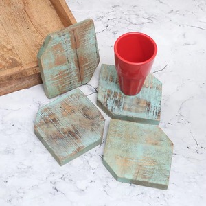 Posavasos de madera de estilo Vintage azul hecho a mano, posavasos duradero para café, té, comedor, cocina, Bar y decoración Retro para el hogar - Product Image 1