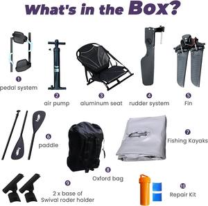 Y A K พร้อมแป้นเหยียบสำหรับตกปลาแบบเคลื่อนย้ายได้ปั๊มมือ & ไม้พายและกระเป๋าสินค้าใหม่ - Product Image 3