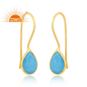 Pendiente colgante de piedras preciosas turquesa chapado en oro de 18 quilates de Plata de Ley 925 de la mejor calidad, fabricante de joyería fina Demi - Product Image 2