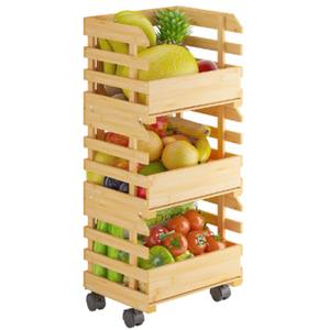 Chariot à fruits et légumes à plusieurs niveaux robuste, étagère de rangement de cuisine avec roues verrouillables, support de caisse à plusieurs niveaux pour épicerie et maison - Product Image 1