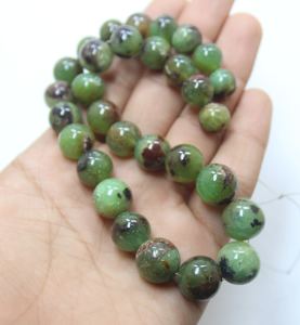 Cuentas redondas lisas de crisoprasa Cuentas de piedras preciosas naturales Tamaño 10X14MM Aprox. Cuentas de joyería de 12 pulgadas - Product Image 4