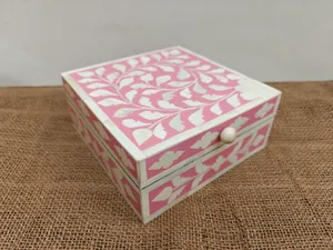 Boîte à bijoux artisanale en incrustation d'os Rangement élégant pour bagues, boucles d'oreilles et accessoires Boîte à bijoux de luxe en incrustation d'os - Product Image 6