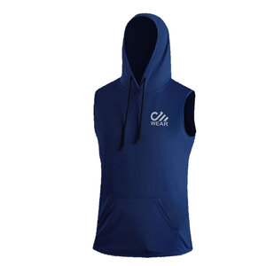 Sweats à capuche Streetwear sans manches Nouveaux sweats à capuche à la mode Séchage rapide Vêtements décontractés Hommes Gym Coton Sweats à capuche sans manches - Product Image 1