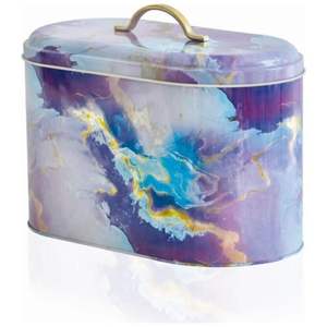 178X338X200mm Caja de pan de metal con textura de mármol rosa y dorado con asa 9.8L Almacenamiento y contenedor de alimentos - Product Image 3