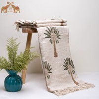 Jeté de canapé en coton imprimé à la main avec motif de palmier, jeté de canapé fait à la main, taille double, tissé, jeté de canapé écologique