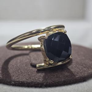 925 plata esterlina chapada en oro excelente calidad cojín Natural corte negro ónix piedra preciosa hecho a mano eternidad Vermeil anillo - Product Image 3