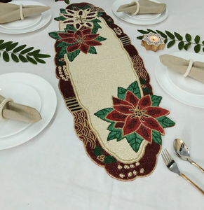 Coureur perlé haut de gamme nouvelle broderie de perles de graines décoratives faites à la main pour les paramètres de table chics et festifs meilleurs coureurs perlés - Product Image 4