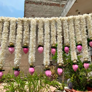 Guirnalda ecológica de madera Sola Lotus y jazmín Toran Bandanwar para Festival Mandir decoración de puerta de boda Langavoni Mangalasnanam - Product Image 1