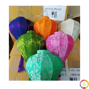 Linterna de seda hecha a mano colorida seda y bambú para Festival boda decoración del hogar Vietnam - Product Image 4