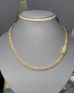 สร้อยคอแบบคิวบันลิงค์ 2 แถว ประดับโมอิสซาไนต์ VVS ชุบทองคำขาว เงินสเตอร์ลิง เหมาะสำหรับงานปาร์ตี้ ของขวัญเครื่องประดับสำหรับทุกเพศ - Product Image 2