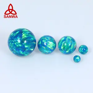 Stimulated Synthetic Opal Round Circle Beads In OP36 Light Peacock Blue Green Direct Distributor For Silver Necklace Jewellery