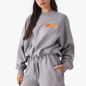 Sweat-shirt d'hiver surdimensionné pour femme en molleton 100 % coton OEM/ODM avec logo personnalisé imprimé à l'écran, style streetwear - Product Image 1