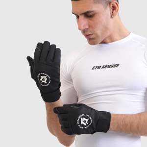 Gants mi-doigts noirs en polyester pour la salle de sport - Product Image 2