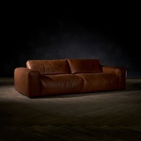 Canapé de Luxe Ultime Confort en Cuir Fini à la Main, Coutures Minimales, Naturel et Riche