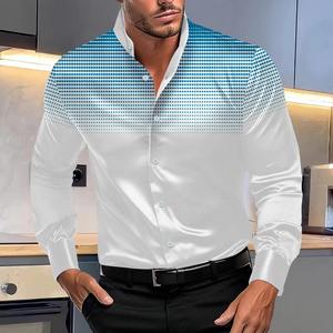 Camisa de Manga Larga con Cuello Alto y Estampado de Lunares Redondos para Hombre, Moda Masculina para Primavera, Verano y Otoño - Product Image 2
