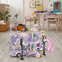 En gros 486pcs Faire semblant de jouer maison de poupée Violet Bus Danse Lapin Jouets Pour Filles Bricolage Modèle Bloc de Construction Enfants Cadeau