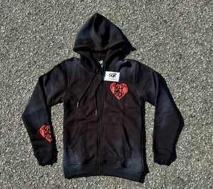 Survêtement à fermeture éclair vintage 100% coton Lettres brodées Impression Logo personnalisé Pull lourd Pantalon de survêtement Ensemble à capuche XL pour l'hiver - Product Image 3