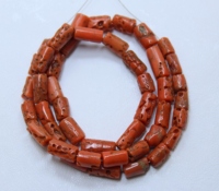 Perles tubulaires lisses en corail rouge italien de 16 pouces, perles cylindriques en corail rouge italien naturel, taille de 7x5 mm à 15x5 mm, prix de gros