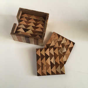 Plateau en céramique de papier de pierre de Pvt Ltd traditionnel personnalisé-Emballé en vrac Acacia Wood Zigzag Cup Coaster Mat/Pad/Tray - Product Image 6