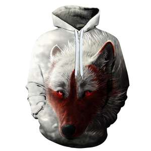 Sweat à capuche surdimensionné pour homme avec impression graphique 3D Wolf Streetwear d'automne Sweat à capuche animal Tops - Product Image 4