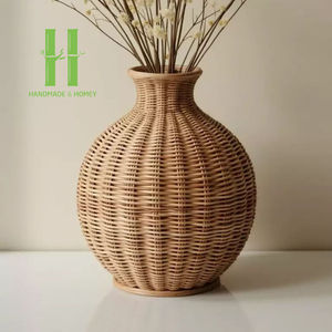 Jarrón de urna de ratán de mimbre Natural más vendido, jarrón de decoración para el hogar, macetas, MOQ bajo, tamaño personalizado, hecho en la fábrica de Vietnam - Product Image 3