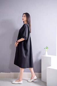 ชุดเดรสแขนยาวผ้าลินินคอตตอนเนื้อนุ่มทรงหลวมสำหรับผู้หญิงชุดเดรสชุดเดรสทรงหลวมทันสมัยไซส์ใหญ่พิเศษ - Product Image 2