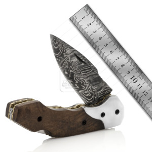 Cuchillo de bolsillo plegable hecho a mano de acero de Damasco al por mayor, mango de micarta DE LINO DE para Bushcraft EDC, uso táctico para acampar - Product Image 2