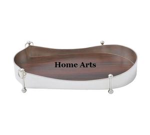 Bandeja para servir dulces de madera con asas de aluminio Bandeja para servir de forma rectangular hecha a mano al precio más barato - Product Image 4