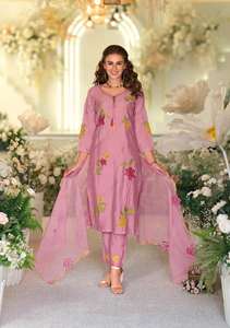 Premium Summer Collection Designer Imprimé Indien Pakistanais Mariage Traditionnel Pure Viscose Organza Dupatta Entièrement Intérieur Coton - Product Image 6