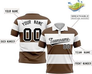 เสื้อโปโลผู้ชายลายทางสไตล์สตรีทแวร์ทรงหลวม แบบซับลิเมชั่น สำหรับทีมกีฬา พร้อมปักโลโก้และชื่อ - Product Image 3