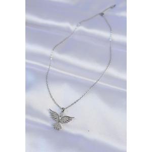 Catena in acciaio 316L argento colore zircone pietra Phoenix Design collana
