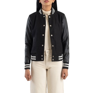 Blouson universitaire rouge tendance avec empiècements matelassés en tricot, couleur personnalisée sur le devant, teinture unie, séchage rapide, respirant, hiver - Product Image 1