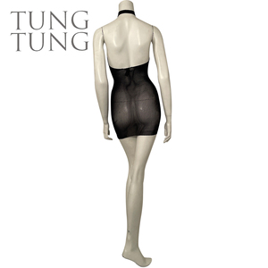 Black Sheer Halter Neck <b>Fishnet</b> Sheer Mesh Dress - Product Image 3