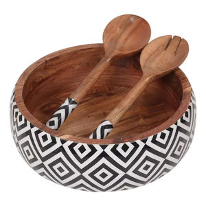 Cuenco para servir alimentos de último diseño de la más alta calidad, tapa impresa esmaltada, cuenco de madera de mango puro, utensilios de cocina y vajilla, cuenco de uso - Product Image 5