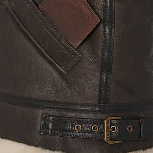 Blouson aviateur B3 chaud en peau de mouton véritable pour homme, style automne, col montant, vente en gros, fabricant OEM - Product Image 5