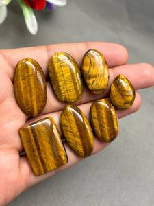 Haute qualité naturel oeil de tigre Cabochon mélange forme dos plat calibré pierres précieuses tailles disponibles en gros - Product Image 4