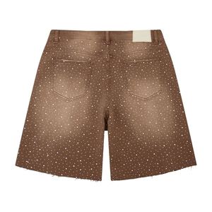 Pantalon baggy surdimensionné en jean pour hommes Shorts pour hommes Logo personnalisé Couture Short en jean délavé pour hommes vente en gros - Product Image 2