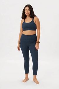 Tenue élégante combinaison de loisirs taille haute avec soutien-gorge à dos en V motif solide ensembles de vêtements de sport d'intérieur et d'extérieur grande taille pour le fitness en salle de sport - Product Image 4