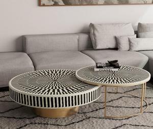 Muebles Modernos para el Hogar, Consola Antigua con Incrustaciones de Hueso, Taburete Hexagonal con Formas de Mosaico, Multifuncional para Almacén, Taller, Dormitorio, Escuela - Product Image 3