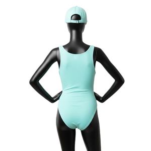 Maillot de bain une pièce pour femme en nylon et élasthanne, couleur menthe, avec patch sport en chenille et logo personnalisé - Product Image 2