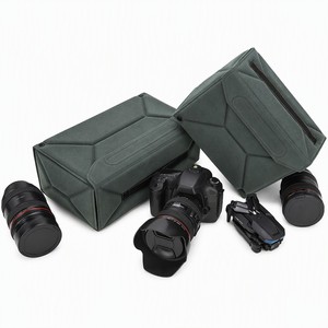 Étui de rangement pliable multifonctionnel pour appareil photo reflex numérique sans miroir, avec compartiments pour un boîtier et deux objectifs, boîte de protection - Product Image 1