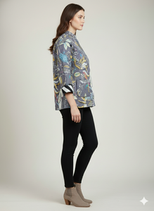 Veste pour femme 100% coton réversible matelassée à manches longues, manteau d'hiver avec fermeture boutonnée et imprimé floral - Product Image 2