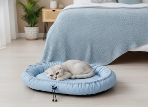 Petit lit pour animaux de compagnie ovale transformable, écologique, en tissu Oxford, pour toutes les saisons, pour chats et chiens - Product Image 3