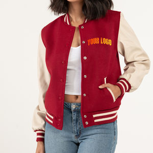 Venta al por mayor de chaqueta universitaria de las mujeres con estilo de lana de manga mezcla de lana de moda de la Universidad prendas de vestir exteriores personalizada bordado Letterman - Product Image 1