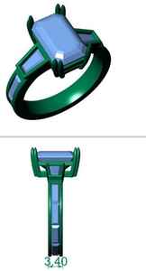 Anillo Solitario de Plata con Diamante Lateral y Corte Esmeralda de 3 Quilates, CVD con Certificado IGI, Claridad VVS, VS, EF - Product Image 3