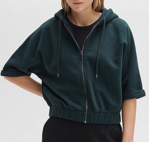 Sudadera con Capucha de Alta Calidad para Mujer, Manga Corta, Diseño Simple, Color Liso, con Cierre, Ropa Informal para Mujer - Product Image 3